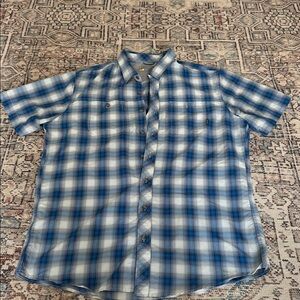 Men’s Tall Large Fit Classic Eddie Bauer Short Sleeve Blue With Pattern